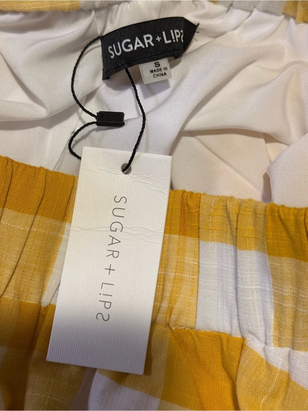 NWT SugarlipsYellow White Gingham Buffalo Plaid Crop Top & Maxi Skirt Set Size S - Picture 12 of 12